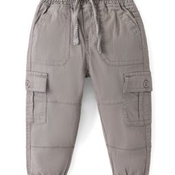 Babyhug Cotton Lycra Woven Full Length Pants Jogger Fit - Grey-image-70