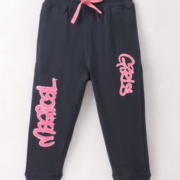 Doreme Single Jersey Ankle Length Lounge Pant Text Print - Navy Blue-image-62