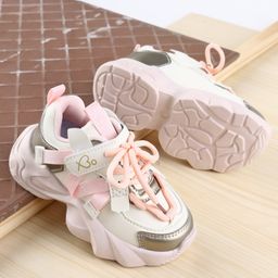 Babyoye Lace Up & Velcro Closure Solid Colour Sneaker Shoes - Pink-picture-21