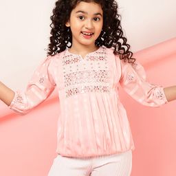 ISHTIThree Fourth Sleeves Floral Embroidered Top - Pink-image-88