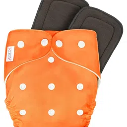 AEREX Reusable Baby Cloth Diapers For 6 Months to 3 Years With 2 Insert Pads Leak Proof Washable Diapers For New Born Babies Adjustable Pocket Cloth Diaper Nappies (Orange)-picture-45