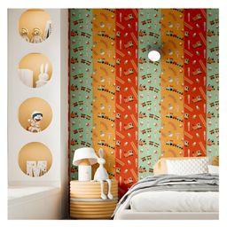 Aroha House Toot Toot Train Adventure Peel and Stick Kids WallpaperPlayful Striped Nursery & Bedroom Décor.-picture-23