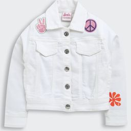 Barbie by Tiny Girl Mattel Featuring Full Sleeves Good Vibes Only & Barbie Printed Jacket - Off White-image-57