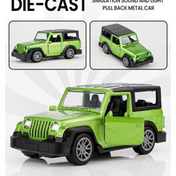 Fiddlerz 1:36 Scale Die-Cast Toy Car Pull-Back SUV Model with Lights Sound Openable Doors and Durable Metal and Plastic Build for Age 3+ (Green)-image-91