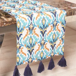 BLANC9 Blue & Brown Printed Pure Cotton Table Runner-56