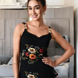 IUGA Women Floral Printed Top With Metal Buckle Detailing-image-57