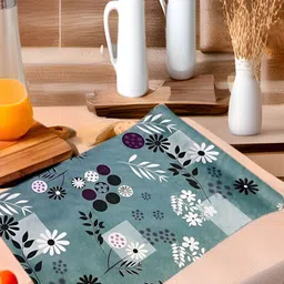 Aura Green & White Floral Printed Water Resistant Shelf Liner Organiser-image-60