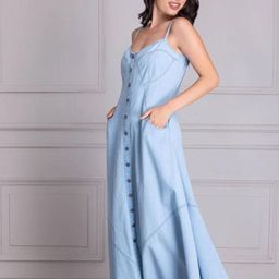 DESIGNS BY QUEEN BEE Shoulder Straps Denim A-Line Maxi Dress image 3