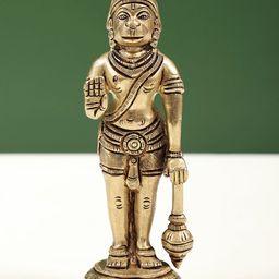 Exotic India 5" Brass Small Blessing Hanuman Handmade-image-26