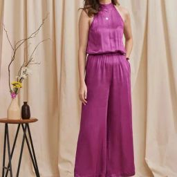 B77 Freena Purple Halter Neck Satin Jumpsuit-picture-12