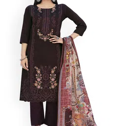 DRAVINAM Trends Embroidered Pure Cotton Unstitched Dress Material-picture-25