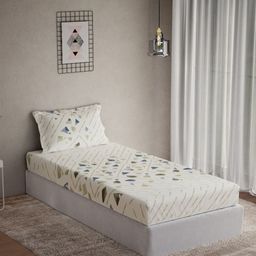 DDecor Vega Collection Blue Printed Cotton 144 TC Single Bedsheet Set 1.52m x 2.24m-image-93