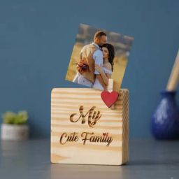eCraftIndia Light Brown Wood My Cute Family Photo Frame Showpiece-14