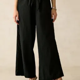 VIRGIO Black Regular Fit Solid Pants-picture-48