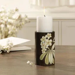Ellementry Frangipani Wooden Candle Holder (6 Inch)-27