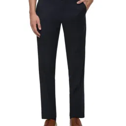 Van Heusen Dark Navy Slim Fit Flat Front Trousers-image-32