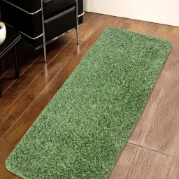 Saral Home Green Cotton Soft Shaggy Runner - Set of 1-79