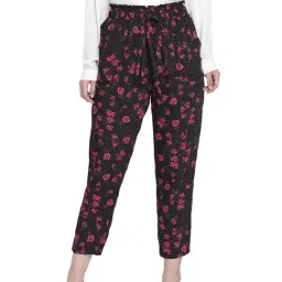Oxolloxo Black Floral Print Pants-image-95