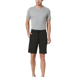 Van Heusen Athleisure Regular Fit Zipper Pocket Side Contrast Tape Solid Knit Shorts - Military-picture-39