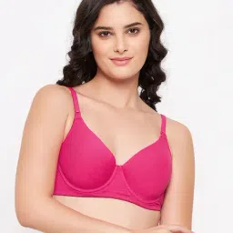 Clovia Magenta Under Wired Padded Push-up Bra-image-4