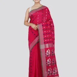 Pinkloom Pink Cotton Silk Woven Saree With Unstitched Blouse-picture-12