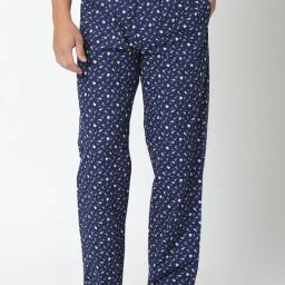 Underjeans Navy Cotton Regular Fit Printed Pyjamas-image-96