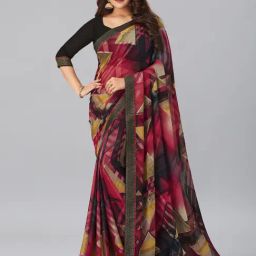 Satrani Multicolored Printed Saree With Unstitched Blouse-picture-18