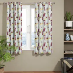 Bianca EL`PESSO Grey & Maroon Faux Silk 5 Ft. Window Curtain - Set of 2-38