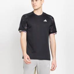 Adidas Black Slim Fit Self Pattern Sports T-Shirt-image-97