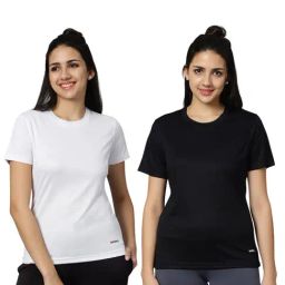 Omtex White & Black Regular Fit Sports T-Shirt - Pack Of 2-image-64