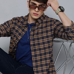 R Code by The Roadster Life Co Men Tartan Checks Opaque Casual Shirt-image-27