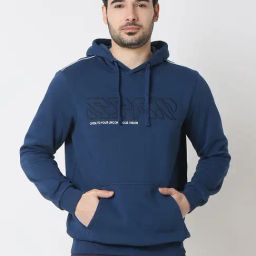 Spykar Blue Regular Fit Printed Hooded Sweatshirt-image-23