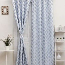Ariana Feather Powder Blue Polyester 7ft Door Eyelet Curtain-image-64