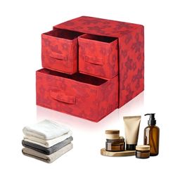 Myntra Elegant Homes Red & Blue 3 Pieces Floral Printed Drawer Organisers-39