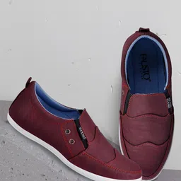 FAUSTO Men Maroon Slip-On Sneakers-image-88