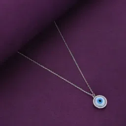 Kai Jewel Sterling Silver Circular Diamond Studded Ring Evil Eye Chain Necklace-image-57
