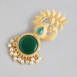 Anouk Gold-Plated Beaded Peacock Shaped Drop Earrings image 3