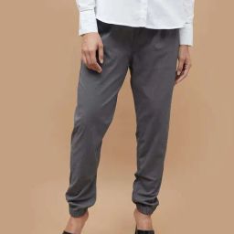 Code by Lifestyle Grey Cotton Plain Joggers-image-24