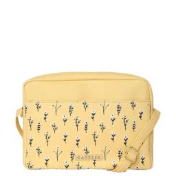 Caprese Pensa Mellow Yellow Faux Leather Floral Sling Handbag-image-40