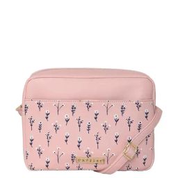 Caprese Pensa Powder Pink Faux Leather Floral Sling Handbag-image-13