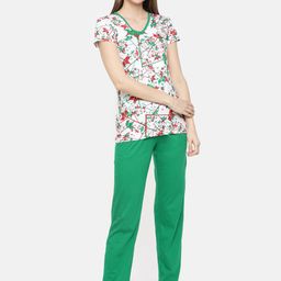 zebu Women Green & White Printed Night suit-picture-9