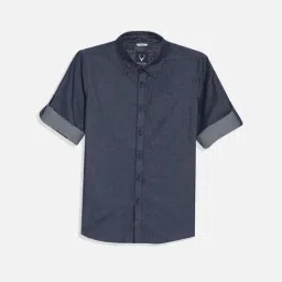 Allen Solly Kids Navy Printed Slim Fit Shirt-picture-4