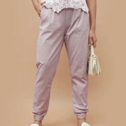 Code by Lifestyle Pink Cotton Plain Joggers-image-13