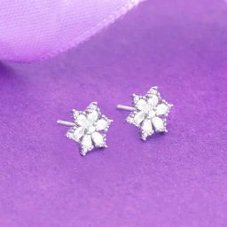 GIVA 92.5 Sterling Silver Flowery Snowflake Stud Earrings for Women-picture-37