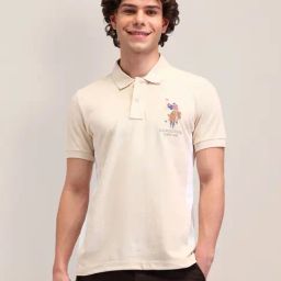U.S. Polo Assn. Beige Cotton Slim Fit Printed Polo T-Shirt-picture-14