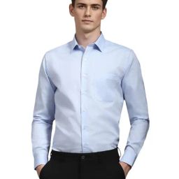 Louis Philippe Blue Cotton Slim fit Solid Shirts-image-78