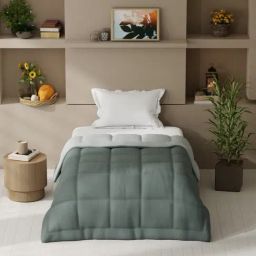 Bianca Grey & Ivory 150 GSM Silken Fiber Filling & Micro Fabric Reversible Single Comforter-3