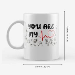 eCraftIndia Multicolor Ceramic You are my heartbeat Cushion & Mug With Love Coupons Gift Set-38