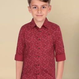 Allen Solly Boys Red Cotton Polyblend Printed Shirt-image-98