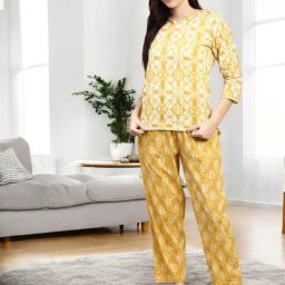 Kryptic Mustard & Brown Cotton Relaxed Fit Printed Lounge Pants - Pack of 2-image-87